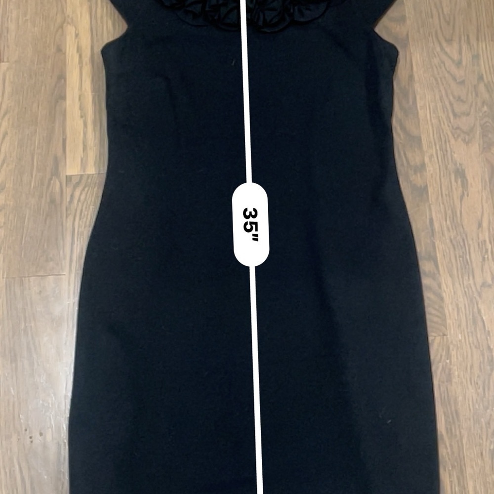 Taylor Womens Dress Sheath Rosette Neckline Black Cap Sleeve Size 6 - Picture 7 of 7